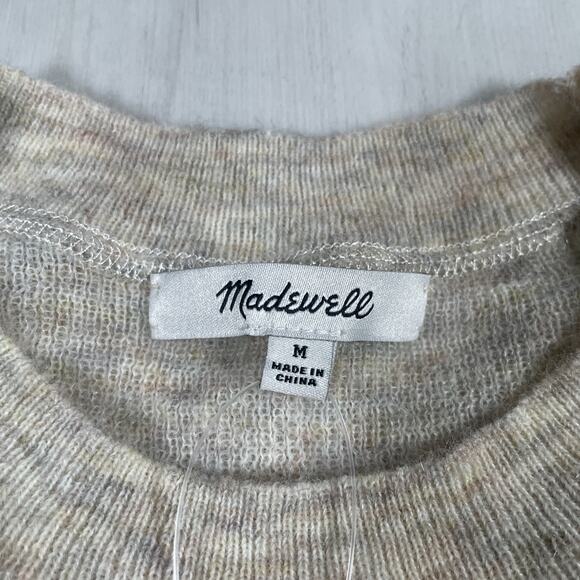 NWT Madewell Women's Medium Ribbed Crewneck Alpaca Sweater Heathered Brown Crew - Picture 4 of 11